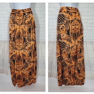 UK2LA Orange Double Thigh High Slit Skirt